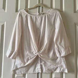 Grand & Greene With Love Women's White Blouse Summer Top with Knot Detail Size L